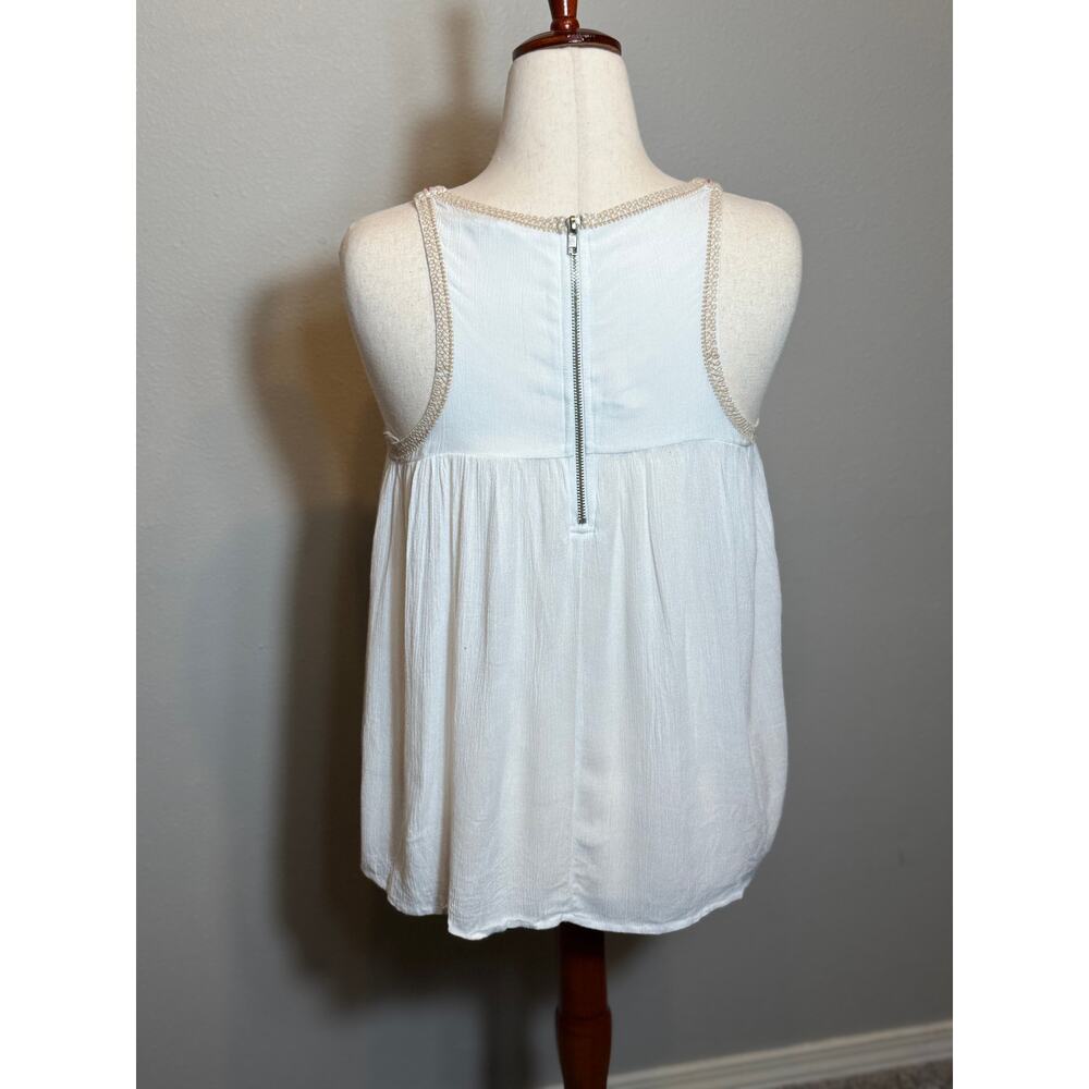 Willow & Clay top red tan embroidered lined white swing sleeveless blouse Sz M - Picture 5 of 9